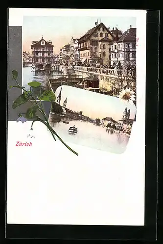 AK Zürich, Ortsansichten, Flusspartie