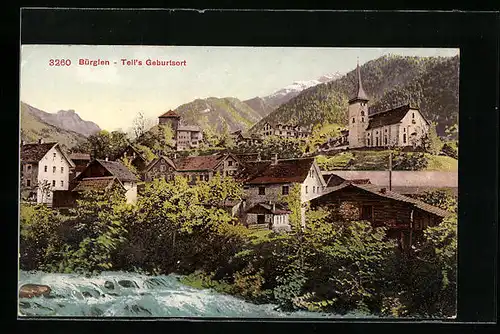 AK Bürglen, Ortspartie mit Kirche, Tells Geburtsort