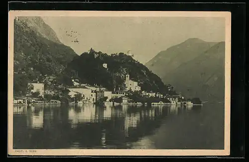 AK San Mamette, Ortsansicht mit Luganer See und Bergen