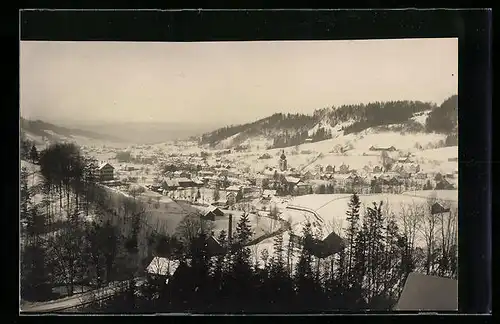 Foto-AK Bühler, Ortsansicht mit Landstrasse im Winter