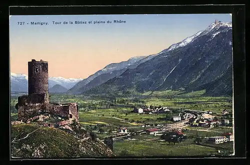 AK Martigny, Tour de la Bâtiaz et plaine du Rhône