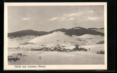 AK Linden /Bern, Ortsansicht aus der Vogelschau