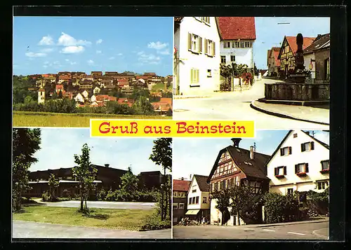 AK Beinstein, Ortsansicht, Strassenpartie mit Brunnen, Fachwerkhaus
