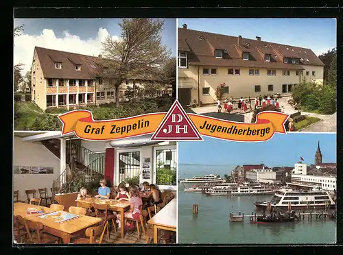 AK Friedrichshafen a. B., Graf Zeppelin-Jugendherberge, Lindauer Strasse 3, Hafenpartie