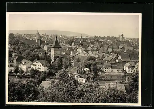 AK Waiblingen, Ortsansicht aus der Vogelschau