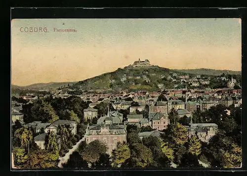AK Coburg, Panorama mit Burg