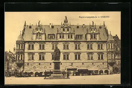 AK Coburg, Regierungsgebäude mit Denkmal
