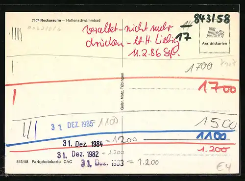 AK Neckarsulm, Teilansicht mit Strasse und Hallenschwimmbad