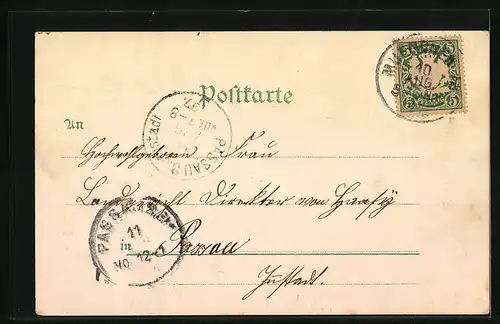 Lithographie München, Frauenkirche, Isarpartie