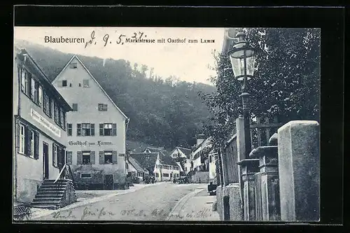 AK Blaubeuren, Marktstrasse mit Gasthof zum Lamm