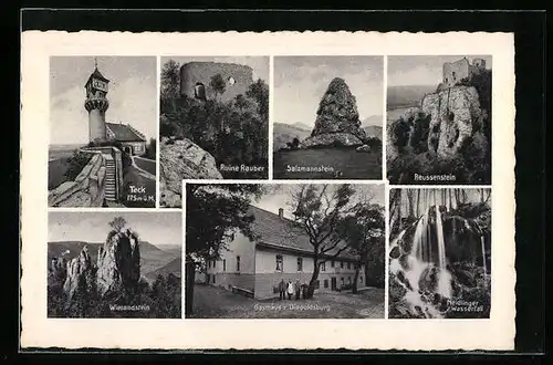 AK Bissingen an der Teck, Gasthaus zur Diepoldsburg, Ruine Rauber
