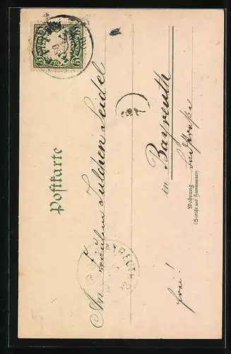 Lithographie Bad Staffelstein, Mainthal, Hausen und Schloss Banz, Vierzehn Heiligen