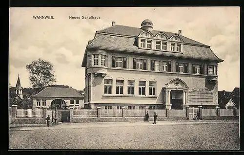 AK Wannweil, Neues Schulhaus mit Strassenpartie