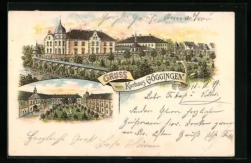 Lithographie Göggingen, Kurhaus mit Anlage