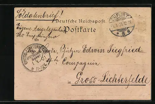 Lithographie Erfurt, Post, Regierungsgebäude, Bahnhof