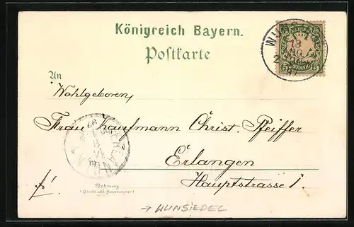 Lithographie Wunsiedel, Louisenburg, Burgstein, Apfelbrunnen