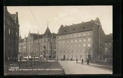 AK Malmö, Bergs- & Amiralsgatorna med Malmö stads kontorshus