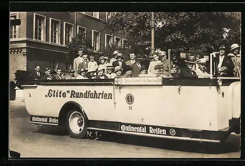 Foto-AK Berlin, Elite Rundfahrten, Autobus mit Passagieren