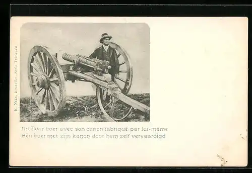 AK Artilleur Boer avec son canon fabrique par lui-méme, Burenkrieg