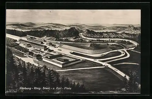 AK Nürburg-Ring, Start- und Zielplatz aus der Vogelschau