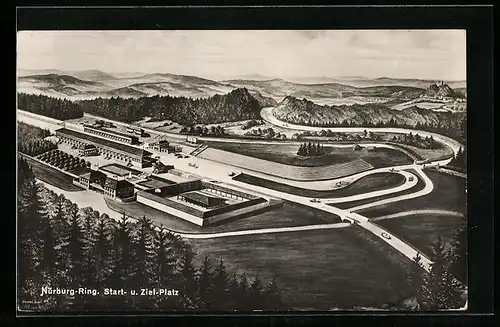 AK Nürburg-Ring, Start- und Zielplatz aus der Vogelschau