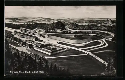 AK Nürburg-Ring, Start- und Zielplatz aus der Vogelschau