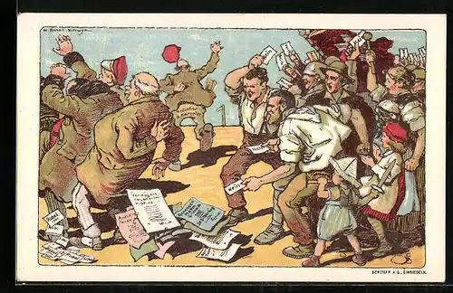 Künstler-AK Nein zur Vermögensabgabe-Initative, Arbeiter mit Stimmzetteln