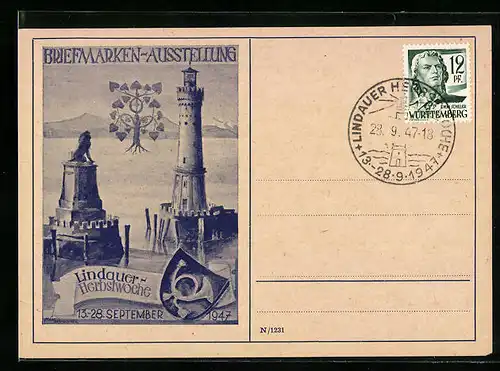 AK Lindau / Bodensee, Briefmarken-Ausstellung zur Herbstwoche 1947