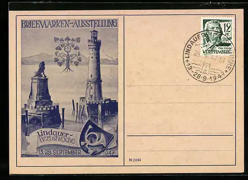 AK Lindau / Bodensee, Briefmarken-Ausstellung zur Herbstwoche 1947