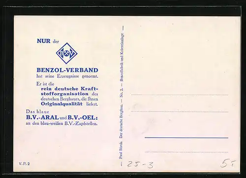 Künstler-AK Benzolfabrik und Kokereianlage, Karte Nr. 2, Benzol-Verband, B. V.-Aral und B. V. Oel