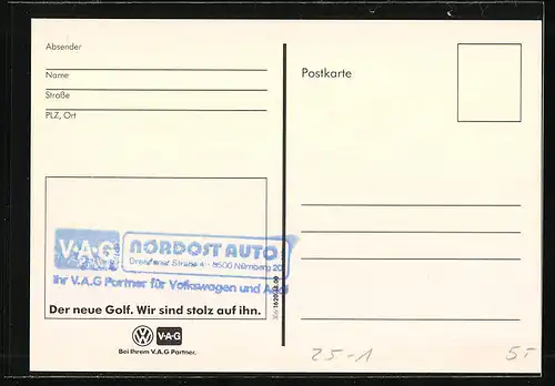 AK Auto-Reklame für VW Golf