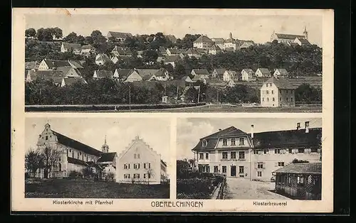 AK Oberelchingen, Klosterkirche mit Pfarrhof, Klosterbrauerei, Totalansicht