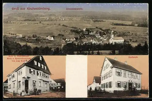 AK Kirchenkirnberg, Gesamtansicht, Rathaus, Bäckerei Kreiser