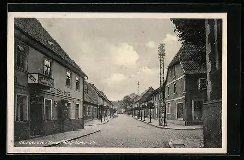 AK Harzgerode i. Harz, Hotel Weisses Ross in der Str.