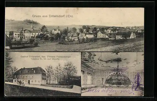 AK Dittersdorf i. Erz., Gasthof Dittersdorf, Saal