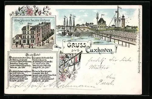 Lithographie Cuxhaven, Hotel Garni und Pension Victoria