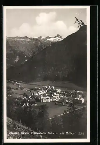 AK Mallnitz an der Tauernbahn, Ortsansicht mit Ankogel