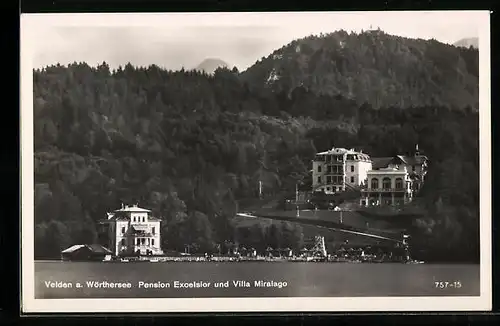 AK Velden a. Wörthersee, Pension Excelsior und Villa Miralago