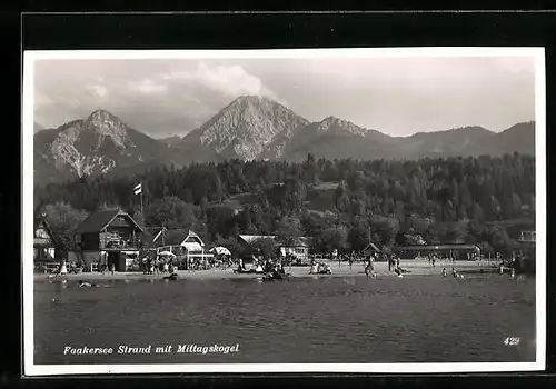 AK Faakersee, Strand mit Mittagskogel