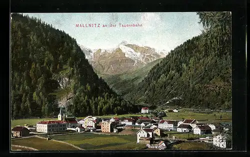 AK Mallnitz an der Tauernbahn, Teilansicht mit Kirche