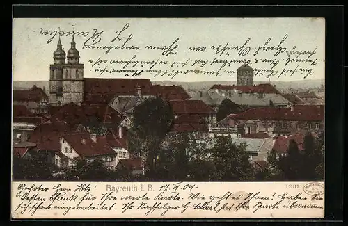 AK Bayreuth i. B., Ortspartie mit Kirche