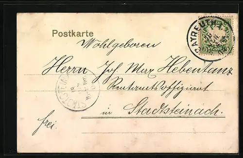 AK Bayreuth i. B., Ortspartie mit Kirche