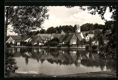 AK Zainingen /Wttbg., Ortspartie mit Gewässer