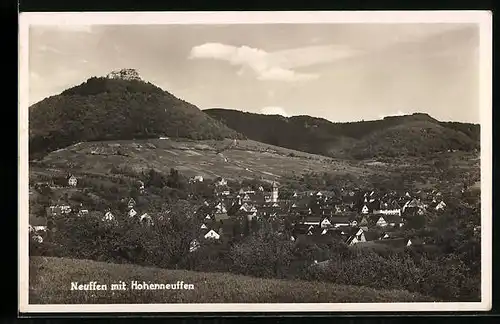 AK Neuffen, Ortsansicht mit Hohenneuffen