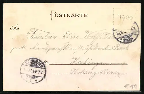 AK Offenburg, Strassenpartie mit Gebäuden