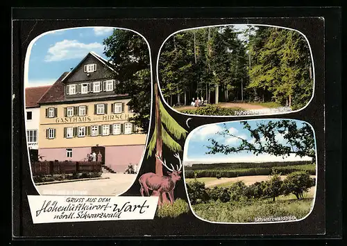 AK Wart /Schwarzwald, Ruheplätzchen am Wald, Gasthaus z. Hirsch