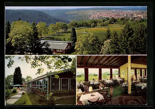 AK Freudenstadt /Schwarzwald, Ortsansicht mit Cafe am Friedrichsturm