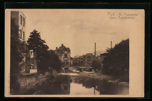 AK Aue i. Erzgebirge, Muldenpartie, König Albertbrücke