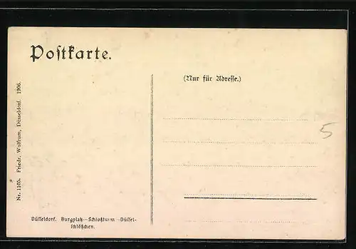 AK Düsseldorf, Burgplatz, Schlossturm und Düsselschlösschen