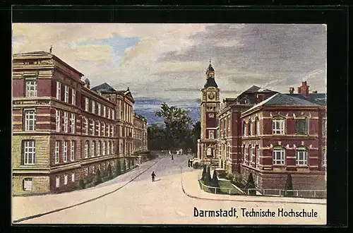 Künstler-AK Darmstadt, Technische Hochschule